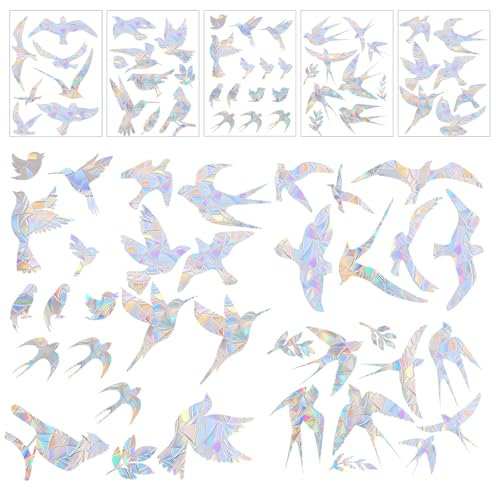 Lot de 47 autocollants prismes pour fenêtre - Anti-collision - Arc-en-ciel - Pour empêcher les oiseaux de voler dans les fenêtres