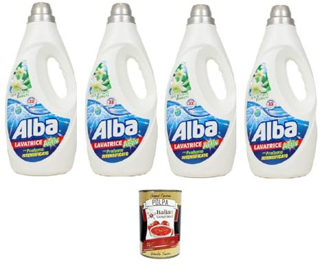 Alba Lavatrice Active Iris e Fiori Bianchi, Flüssigwaschmittel 33 Wäschen 4x 1850 ml + Italian Gourmet polpa 400gr