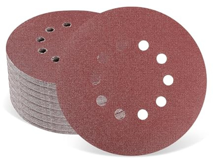 Schleifpapier 225mm Klett, 30 Stück Schleifscheiben 225mm (5xP80/P100/P120/P150/P180/P240 Körnung) 10 Loch in Rot für Trockenbauschleifer Exzenterschleifer Schleifgiraffe