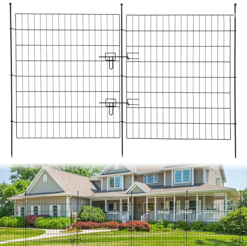 Clôture de jardin, 15 panneaux (81 cm H x 74 cm l) - Clôture en métal - Sans tranchée - Clôture pour animaux - Clôture en treillis - Bordure en fil métallique inoxydable - Pour chien, cour, terrasse
