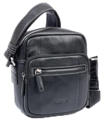 MATTIES Men's Pioneer Leather Bags, Black/White, 0cm x 16cm x 19cm