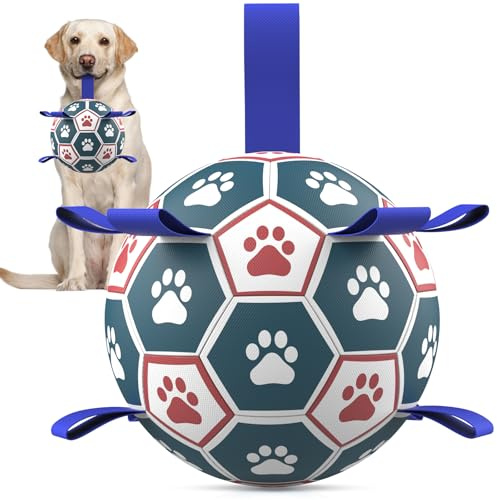 HETOO Hundeball Hundespielzeug Ball mit Seil Hundefußball (6 Zoll Blau) | Interaktive Hunde Ball für Touring, Langlebig Hoher Sprung Schwimmende Ball für Hunde Geburtstagsgeschenke Indoor Outdoor