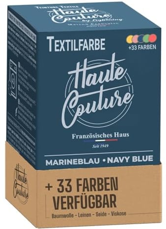Tinte Azul Marino Haute Couture - Algodón Lino Seda Viscosa 350g | Todo-en-Uno - Tinte en Lavadora - Listo para Usar - Fibras Naturales - 33 Colores Disponibles - Intenso & Duradero