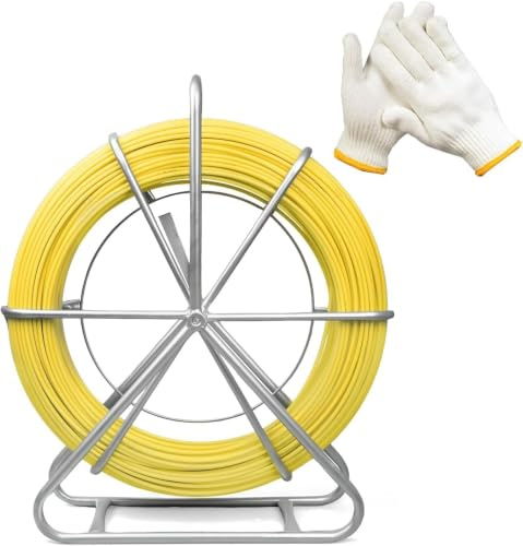 NBYTLT Fiberglass Duct Rodder 1/4 492FT, Cable Duct Rodder with Brake | Fiberglass Electric Cable Installation Tool with Steel Stand, Electrician Pipeline Cable Running Threader Fish Tape Puller