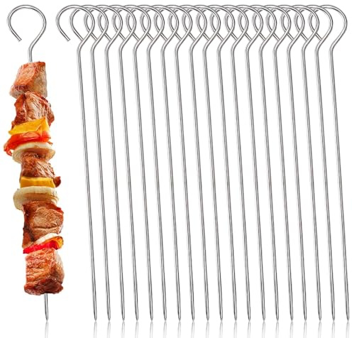 Lot de 50 Pic Brochette, Broche Kebab de 30 Cm, Brochette Réutilisables pour les Grillades, Brochettes à Shashlik en Acier Inoxydable et Brochettes à Fruits (50)
