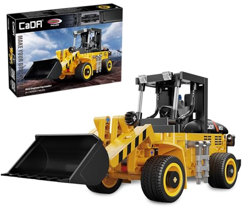 JAMARA 402887 CADA Radlader 1:15 Bricks - Baustellenfahrzeuge ab 8 Jahre, Kinder Technik Jungen Spielzeug, Geschenkidee für Kids, Fahrzeug aus Klemmbausteinen, Detailgetreues Design