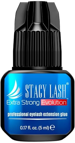 Extra Strong Evolution Eyelash Extension Glue Stacy Lash (0.17fl.oz/5ml) / 1-2 Sec Dry/Retention – 8 Weeks/Black Adhesive