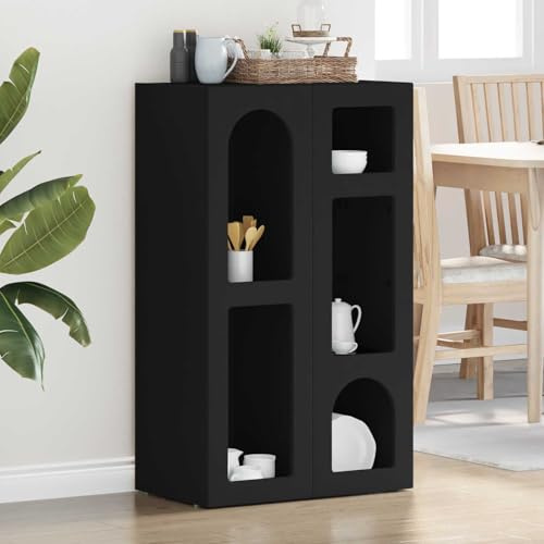 KKgypkn Weiße Anrichte mit Regalen aus Holzwerkstoff modern Sideboard mit pflegeleichter Oberfläche für ESS- und Wohnzimmer praktische Aufbewahrungslösung