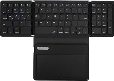 ZAICOLER Foldable Bluetooth 5.1 Keyboard, Portable Wireless Keyboard, Ultrathin Touchpad with 35h Battery Life & 32.8ft Range, Ideal for PC, Laptop & Tablet