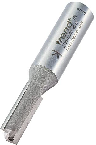 Trend Professional Straight Two Flute Router Cutter, 1/2 Inch Shank, 9.5mm Cut Diameter, Tungsten Carbide Tipped, 3/50X1/2TC
