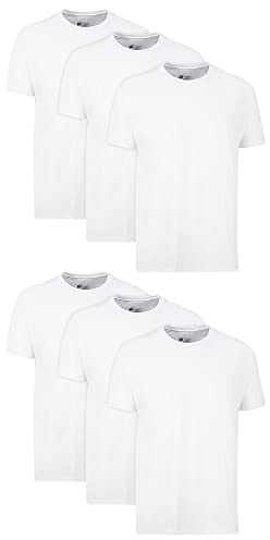 Hanes Mens Cotton, Moisture-wicking Crew Tee Undershirts, Multi-packs, White - 6 Pack, Large US