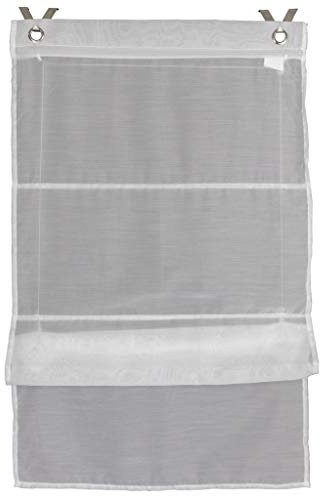 Raffrollo mit Hakenaufhängung 100x140cm weiß Vorhang Ösenrollo Gardine Raffgardine