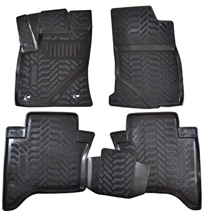 J&J AUTOMOTIVE | Tapis De Sol en Caoutchouc 3D Exclusive Compatible avec Hilux 4 Pick Up Depuis 2016, Bord Haut, Inodore, Noir, Antidérapant