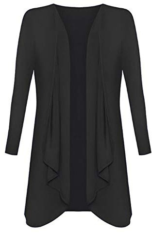 Womens Ladies Plus Size Long Sleeve Waterfall Cardigan Top Duster Coat Jacket, XL 16-18 Plus Size, Black