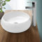ECD Germany Lavabo da Appoggio in Ceramica Bianco Lucido Rotondo Ø 350 x 120 mm Lavello Design Moderno Lavandino Bacinella per Ospiti Sanitari Rubinetteria Arredo Lavamano per Bagno Casa