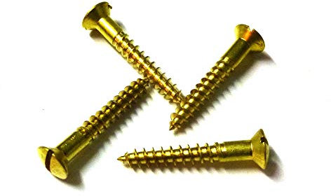 100 Stück MINI-Holzschrauben DIN 95 (Linsensenkkopf mit Schlitz) Messing 2x10mm für Modellbau oder zur Restauration