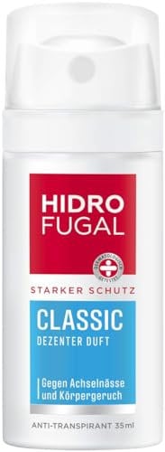 Hidrofugal Classic Spray Mini (35 ml), starker Anti-Transpirant Schutz mit dezentem Duft, kleines Deo Spray für zuverlässigen Schutz ohne Ethylalkohol