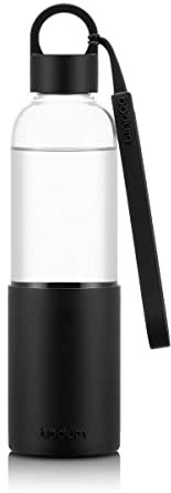 Bodum 12053-01B MELIOR Gourde à emporter en verre, manchon silicone couleur, bouchon à vis, 0.5 l Noir