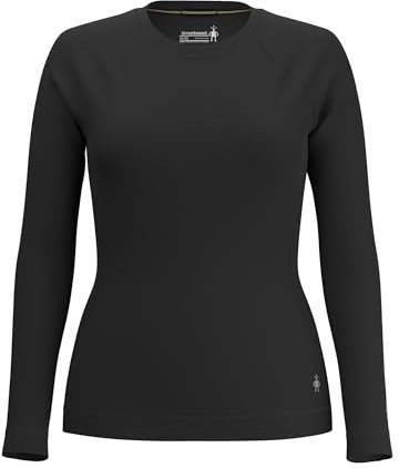 Smartwool Classic Crew Merino Wool Base Layer, Women's Thermal Long Sleeve Top & Sweater, Lightweight & Breathable Natural Merino Ladies' Clothing & Fashion - Black, S