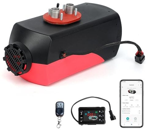Triclicks 12V 5KW Air Diesel Heater Parking Heater Diesel Night Heater with Silencer LCD Switch Remote Control 10L Tank For Truck, Boat, Car Trailer, Motorhomes, Campervans (Colour 1 - with App, 5KW)