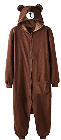 Schlafanzug Animal Onesie Plus Size Bär Kigurumis Erwachsene Frauen Männer Pyjama Schlaf Overall Polar Fleece Zipper Jumpsuit-XL