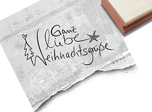 Stempel Weihnachtsstempel Ganz liebe Weihnachtsgrüße, Handschrift - Textstempel Weihnachten Karten Geschenkanhänger Basteln Deko - zAcheR-fineT