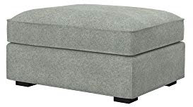 Soferia Kompatible Ersatzbezug fur KIVIK Hocker, Stoff Strong Light Grey (FLECKENBESTÄNDIG und Kratzfest), Grau