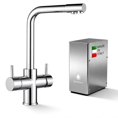 SPRUDELUX® Untertisch Wassersprudler System INOX Trinkwassersprudler mit 5-Wege Wasserhahn Küche, Sprudelwasser & stilles Wasser direkt aus Wasserhahn | ISABELLA Chrom, Ohne CO2 Flasche