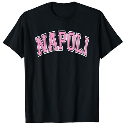 Napoli Italia Stile Arcuato Testo Rosa Maglietta