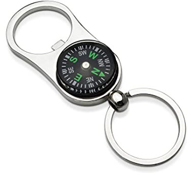 IKAAR Bottle Opener Keyring Metal Beer Bottle Opener Keychain Multi-Function Mini Compass Keyring Gift for Men and Women