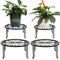 MUAEEOK 4 Pack Black Metal Potted Plant Stands for Indoor and Outdoor Plants 9.1 inches/23 cm Flower Pot Planter Holder, Metal Rustproof Iron Garden Container Round Supports (4, Black)