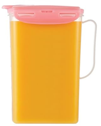 LocknLock Aqua Fridge Door Water Jug with Handle BPA Free Plastic Pitcher with Flip Top Lid Perfect for Making Teas and Juices, 2 Quarts, Pink