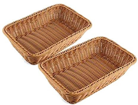 2 StüCk Rechteckiger Korb für Tisch- oder Theken Display für Brot, und GemüSe Weiden KöRbe für MäRkte, BäCkerei