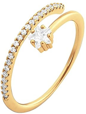 Heideman Ring Damen aus Edelstahl gold farbend poliert Damenring Jella für Frauen vergoldet mit Stein weiß