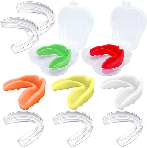 10 protectores bucales deportivos para niños, 5 coloridos con estuche, 5 transparentes,para niños y niñas protección bucal atlética para boxeo, fútbol hockey karate baloncesto MMA Lacrosse Taekwondo