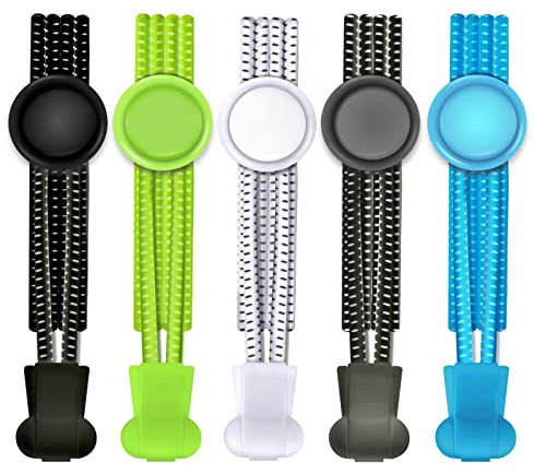 AYNKH 5 Pairs No Tie Lock Shoe Laces 100cm Reflective Elastic Shoelaces for Kids & Adults Suitable for Sneakers Hiking Shoes Board Shoes Casual Shoes Boots