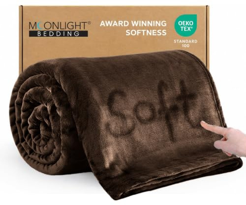 MOONLIGHT20015 Fleece Blanket King Size for Bed - Soft Cosy Fluffy Throw Blankets, 400 GSM Silk Touch Warm Extra Large Throws for Audlts, Coffee, 270x230 Cm