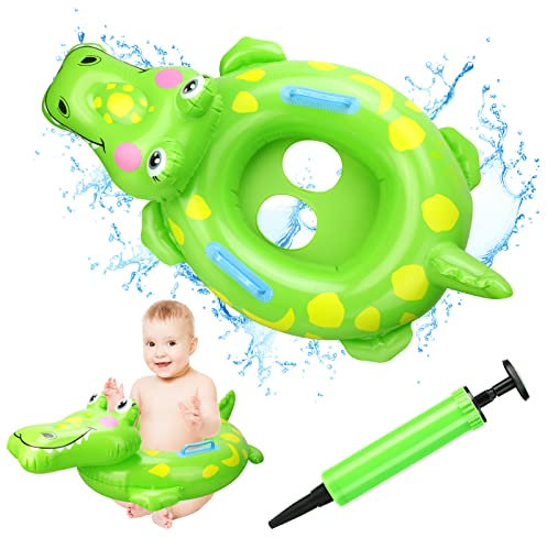 Anello di Nuoto a Forma Coccodrillo, 3D Baby Float Salvagente con Seggiolino, Salvagente Neonato Galleggiante Gonfiabile del Bambino Dell'anello di Nuoto del Bambino, Bambini Piscina Giocattolo