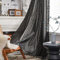 Tospass Vorhang Boho Blickdicht Gardinen Leinen Baumwoll Geometrisch Halbtransparente Vorhänge mit Quaste 2er set Landhausstil Vintage Gardienen für Wohnzimmer Schlafzimmer Curtains 150x160 cm Schwarz