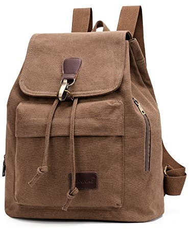 Ciao Stilista Kleiner Canvas-Rucksack, Kaffee-Vintage-Rucksack für Damen, 35.6 cm (14 Zoll), Laptoptasche, Anti-Diebstahl-Einkaufs-Tagesrucksäcke, Rucksack für Herren, Kaffee