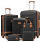 COOLIFE Suitcase Set, 5 Piece Luggage Sets with Travel Backpack and Toiletry Bag for Family Travel, TSA Lock 360° Spinner Wheels (Black/Brown, 5 Piece Set)