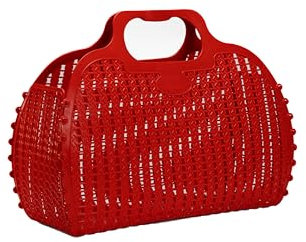 hip distribution Ay-Kasa Die originale wiederverwendbare Einkaufstasche, faltbare und zusammenklappbare Korbtasche, Jelly Bag geeignet als Einkaufstasche/Strandtasche, wasserfest (S, Red)