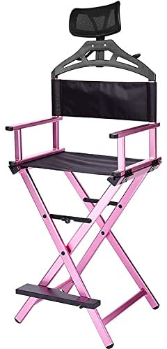 CIRONI Make-up-Künstlerstuhl mit Kopfstütze, klappbarer Regiestuhl, tragbarer Aluminiumstuhl, Faltbarer Regiestuhl Make-up-Künstlerstuhl (Farbe: Rosa)