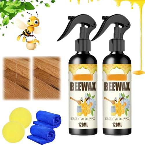 Natural Micro-Molecularized Bienenwachs Spray, Beeswax Spray for Wood & Furniture, Bienenwachs Holzpflege Spray, Bienenwachs Möbelpolitur Reiniger Und Restaurator, Wasserdicht Abriebfest (240ML)