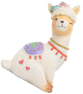 Abaodam Alpaka-Dekor Aus Harz Miniaturornament Für Zuhause Büro Und Schlafzimmer Kreative Tierfigur Als Tisch- Und Regal-Deko 7.00 X 5.50 X 11.50 cm