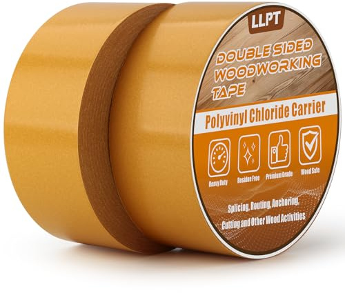 LLPT Double Sided Woodworking Tape 51MM x 27M x 0.22MM Each 2 Packs | Double Face Turner Woodworker Adhesive Tape Removable Residue Free for Wood Template