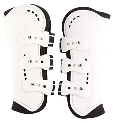 Schützende Sehnengamaschen Für Pferde, Verstellbare, Atmungsaktive Streichkappe Mit Offener Vorderseite Für Pferde, Schützende Gamaschen Zum Springen, Weiß(L)