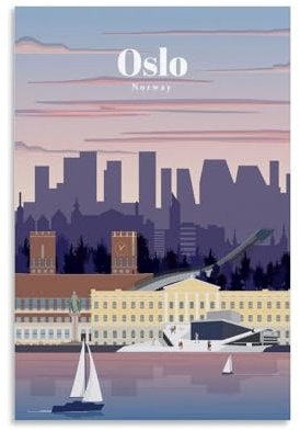 GAJUST Reise-Vintage-Poster, Reise nach Oslo, Leinwanddruck, Kunstposter, ungerahmt, 30 x 45 cm