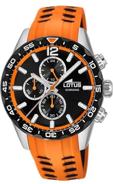 LOTUS Montre pour Homme 18953/1 Special Prices Boîtier en Acier Inoxydable Gris Bracelet en Caoutchouc Orange