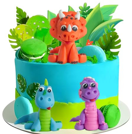Dino Tortendeko 3 Stück Kuchendeko Dinosaurier 3D Tortenaufleger Dino Cake Topper Dinosaur für Junge Geburtstagsfeier, Dinosaurier Thema Partydekorationen, Babyparty